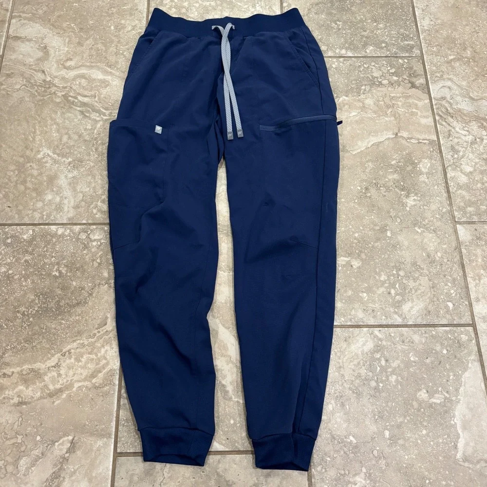 Fabletics Women Navy Blue Scrub Set V-Neck Top and Jogger Pants Size Small
